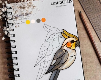 Stained Glass Cockatiel Pattern PDF Template – DIY Printable Suncatcher Design for Beginners, Digital Download