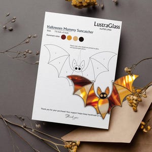 Halloween Bat Stained Glass Pattern: Mummy Suncatcher (PDF Download)