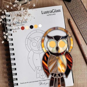 Owl Stained Glass Pattern: DIY Suncatcher Template (PDF Download)