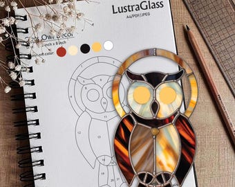 Eulen Glasmalerei-Muster: DIY Suncatcher Vorlage (PDF Download)