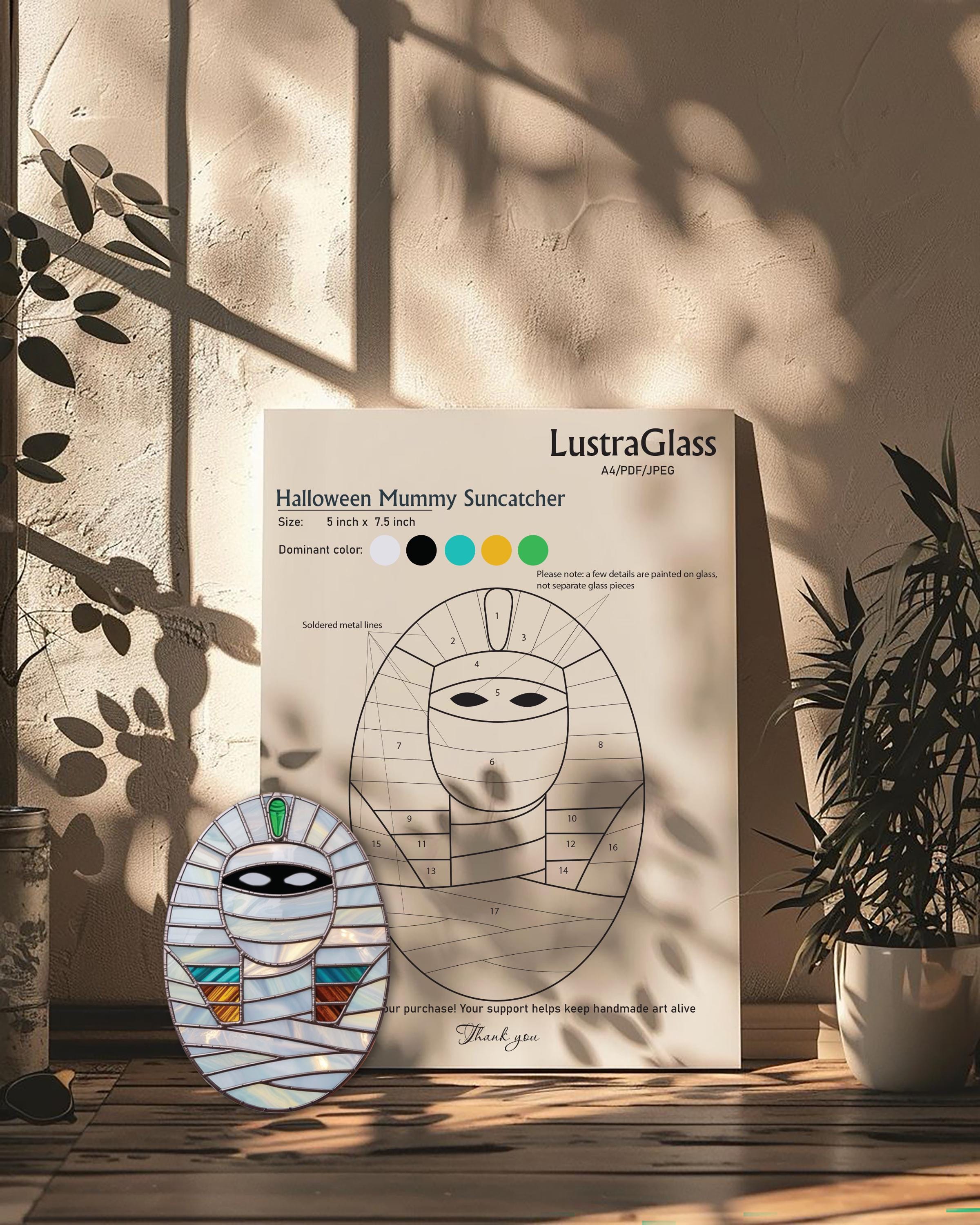 ハロウィンミイラサンキャッチャーステンドグラスパターン（PDF