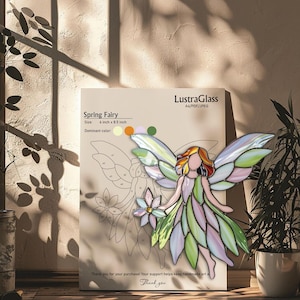 Spring Fairy Suncatcher Stained Glass Pattern: DIY Window Art (PDF Download A4/US Letter Size)