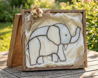 African Elephant Stained Glass Pattern PDF | Safari Animal Suncatcher | Minimalist Nursery Wall Art | Lustraglass