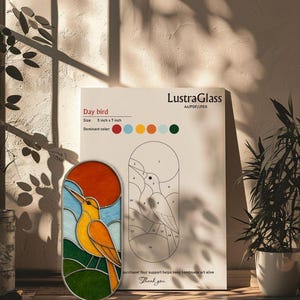 Day Bird Stained Glass Pattern PDF Download – DIY Suncatcher Template, Bird Window Art Digital Design, Instant A4 File
