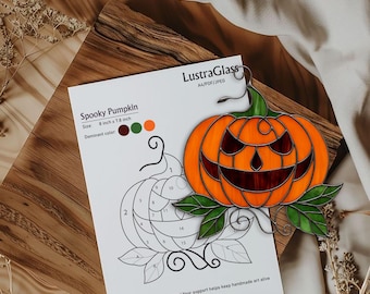Spooky Pumpkin Stained Glass Pattern PDF – Halloween Pumpkin Template, DIY Suncatcher Digital Design, Instant Download