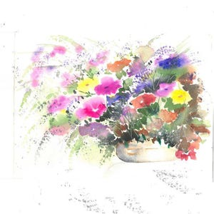 Watercolour Flower Bouquet Print Colorfull Floral Wall Art Digital Download Painting Botanical Home Decor