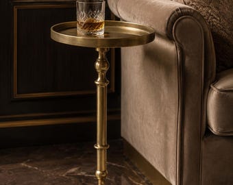 Handmade Antique Brass Side Table | Aluminium Drink Table