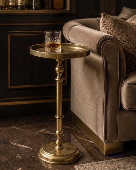 Handmade Antique Brass Side Table | Aluminium Drink Table