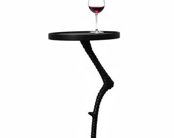 Handmade Flamingo Side Table | Matt Black Accent Table for Home Decor