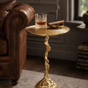 Melt Wax Artisan Handmade Side Table – Sculptural Brass Drink Table, Luxury Accent Furniture