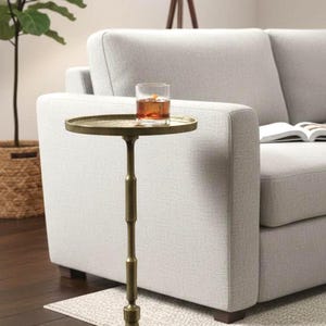 Handgemaakte aluminium bijzettafel | Antiek koperen accenttafel voor woonkamer