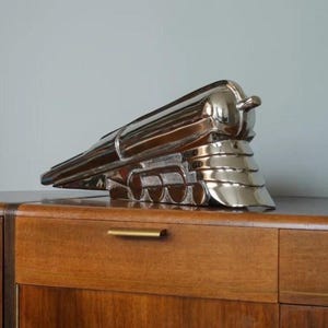 Handmade Aluminum Hudson Locomotive Model | Vintage Steam Engine Sculpture