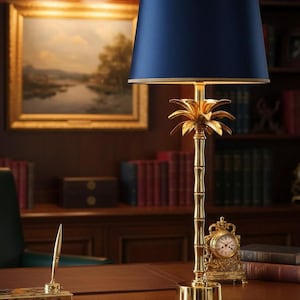 Handmade Aluminium Palm Tree Lamp | Antique Brass Finish, Tropical Decor