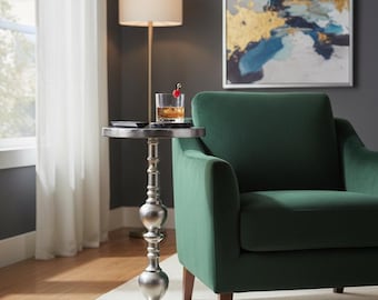 Handgegossener Aluminium-Cocktailtisch | Luxe Nickel Accent Table