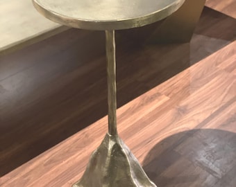 Handmade Antique Brass Accent Table | Luxury Aluminium Side Table for Living room and entryway