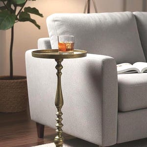 Handmade Aluminum Drink Table, Brass Finish Accent Table