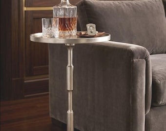 Handgemaakte aluminium bijzettafel | Nikkel accenttafel voor woonkamer