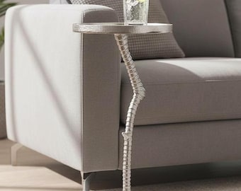 Handgefertigter Aluminium Flamingo Akzent Tisch | Beistelltisch mit Nickel-Finish