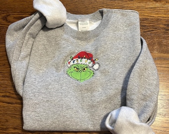 Embroidered Grinch Crewneck