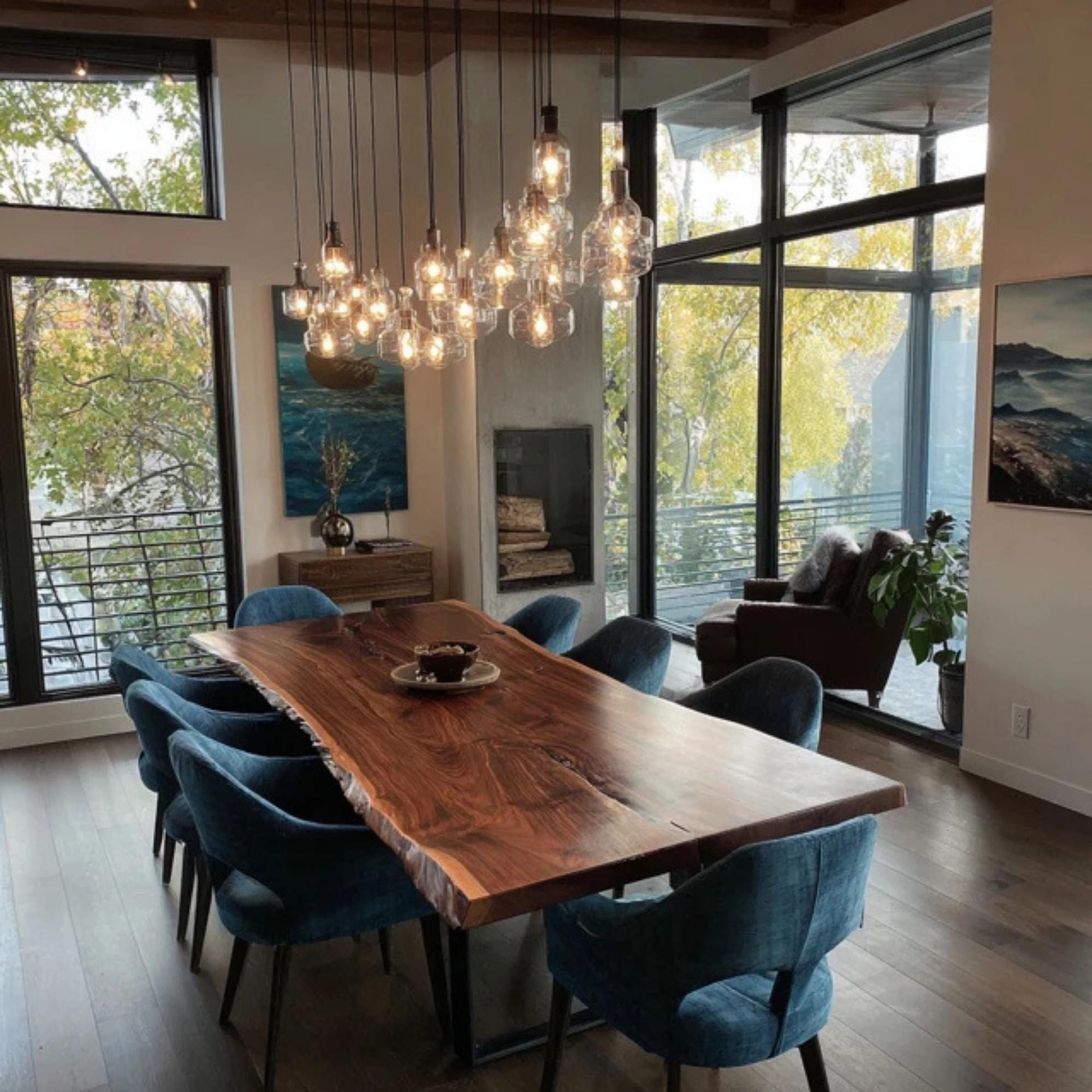 Handmade Live Edge Walnut Dining Table: Rustic Modern Kitchen Decor - Etsy