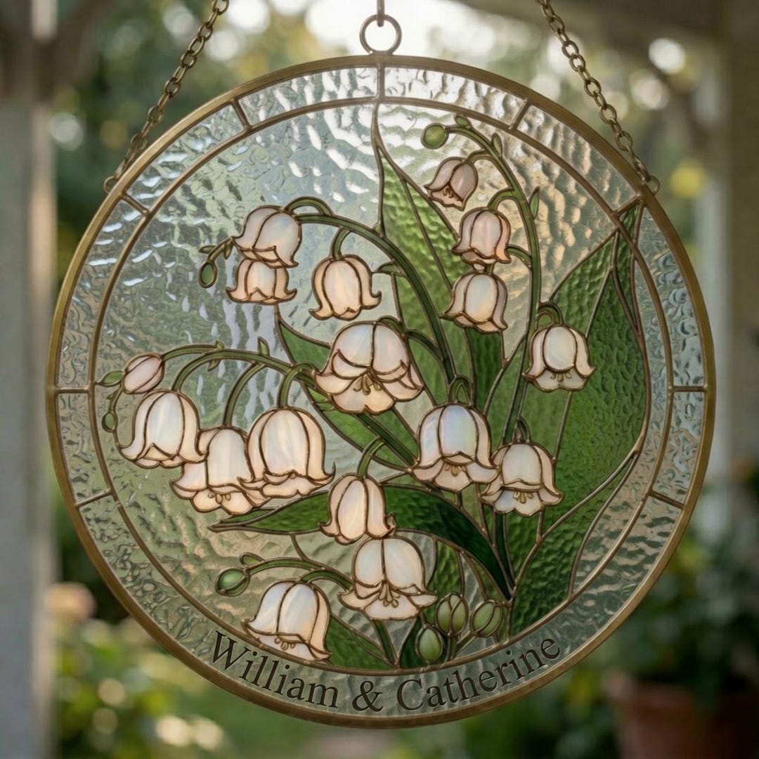 Personalized Lily of the Valley Wedding Stained Glass Suncatcher ...