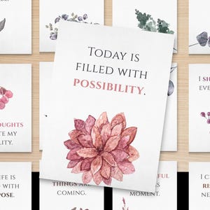 30 Positive Affirmation Cards | Printable Self-Care, Mindfulness, Daily Motivation Cards | Digital Download PDF