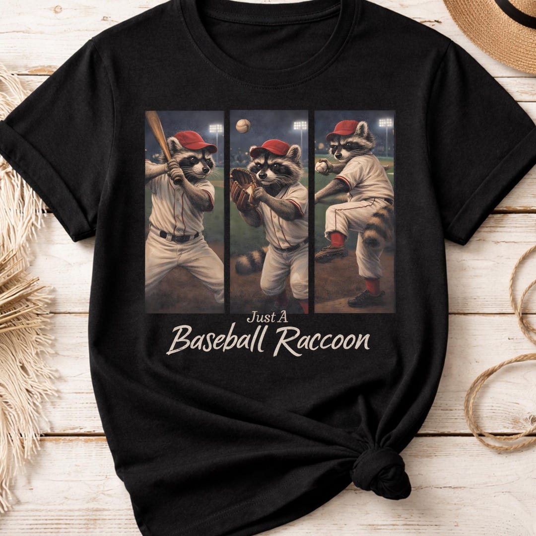 Baseball Raccon Just A Baseball Raccoon PNG, Cute Animal Athlete Trio Design, Funny ...