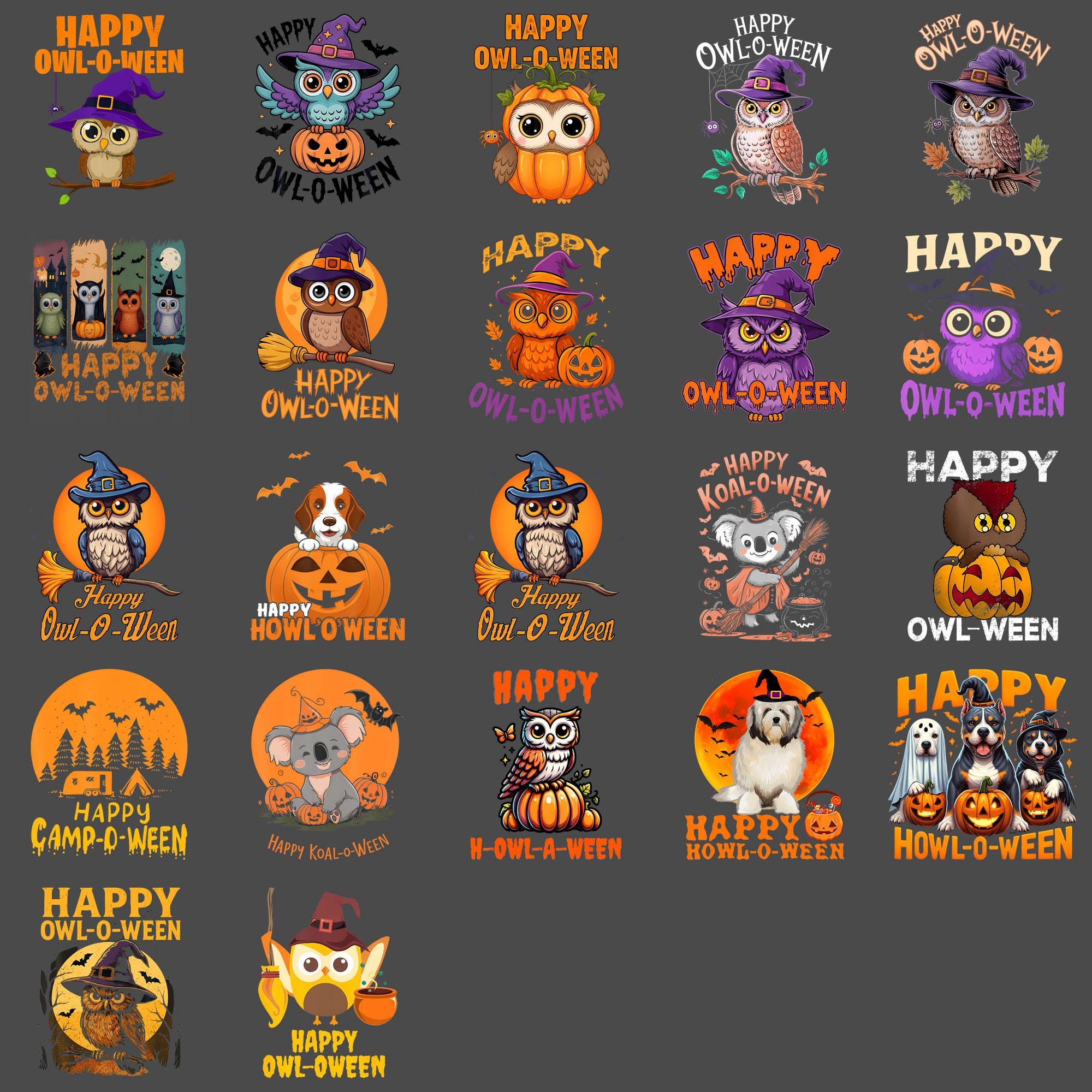 Happy Owl-O-Ween PNG, Cute Spooky Owl Halloween Clipart, Funny Trick or Treat Sublimation Design, Di