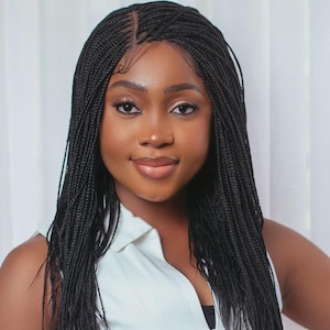 Micro braids braided wig, 2x6 closure, 18 inches braided wigs for black women