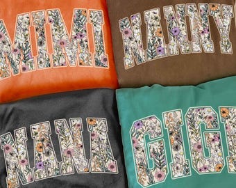 Paquete de niñera con diseño floral preppy, Nana, Mimi, Gigi, PNG, Día de la Madre, PNG, Familia, Regalo para ella, Abuela, PNG, Madre floral, Regalo para mamá