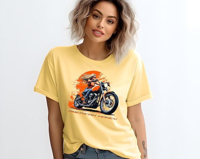 Vintage wash motorcycle t-shirt for women, unisex Comfort Colors 1717 Cotton Tee