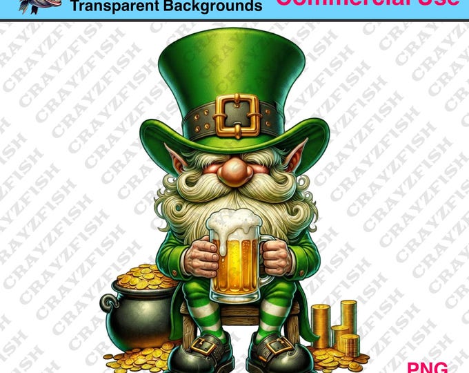 St. Patrick’s Day Leprechauns Digital Download, Irish Shamrocks & Pot of Gold Clipart