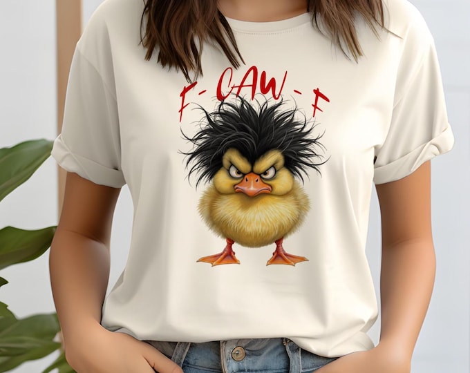 F caw F, Transparent Background Digital Print, Adult Humor, Funny Bird T-Shirt
