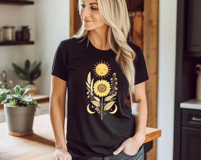 Sunflower Tee | Unisex Short Sleeve T-Shirt, Happy Vibes, Boho Style