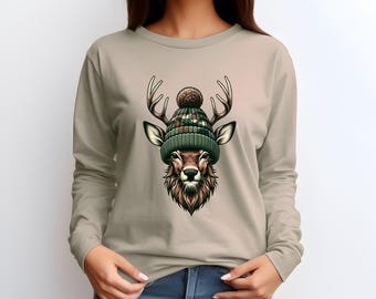 Reindeer Shirt, Christmas t-Shirt, Soft 100% Ring-Spun Cotton, Holiday Christmas Shirt, Winter Graphic Tee for Men Women