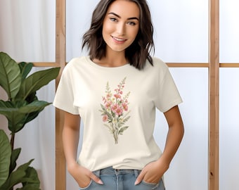 Flower Lover Shirt, Pink Wildflower Bouquet T-Shirt, Retro Floral Shirt,