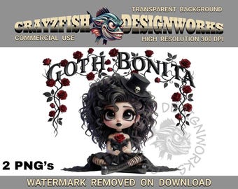 Goth Bonita Digital Art, Dark Gothic Girl Illustration, Unique Goth Gift Design