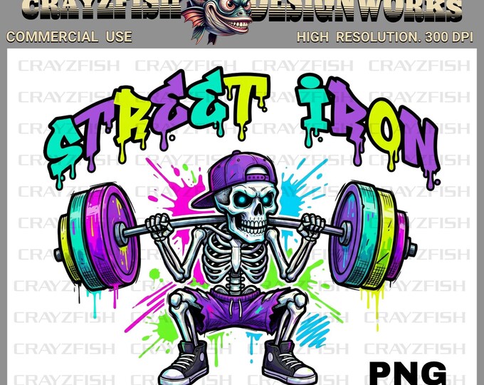 Skeleton Weightlifter Clip Art, Street Iron PNG, Gym Workout Illustration