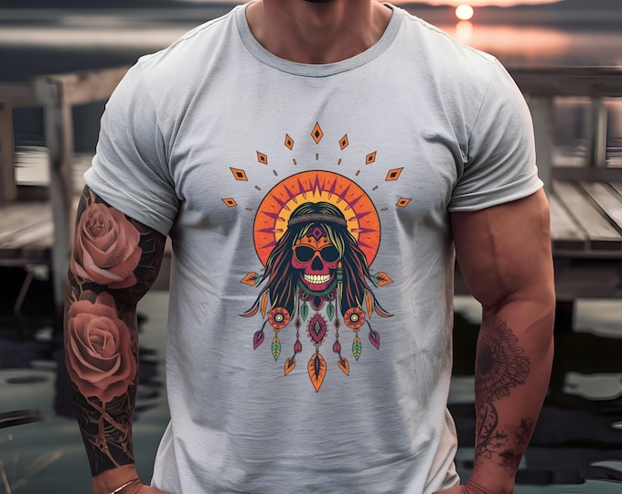 Boho Style Shirt, Unisex Graphic Tee, Vintage Style, Halloween Apparel, Gift for Him/Her