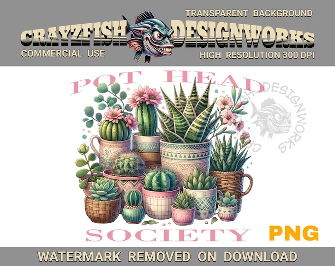 Plant Clip Art PNG, Botanical Illustration Digital Download, Cactus and Succulent Clipart