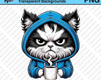 Grumpy Cat Coffee Art Prints, Funny Cat Lover Gift (Commercial Use)