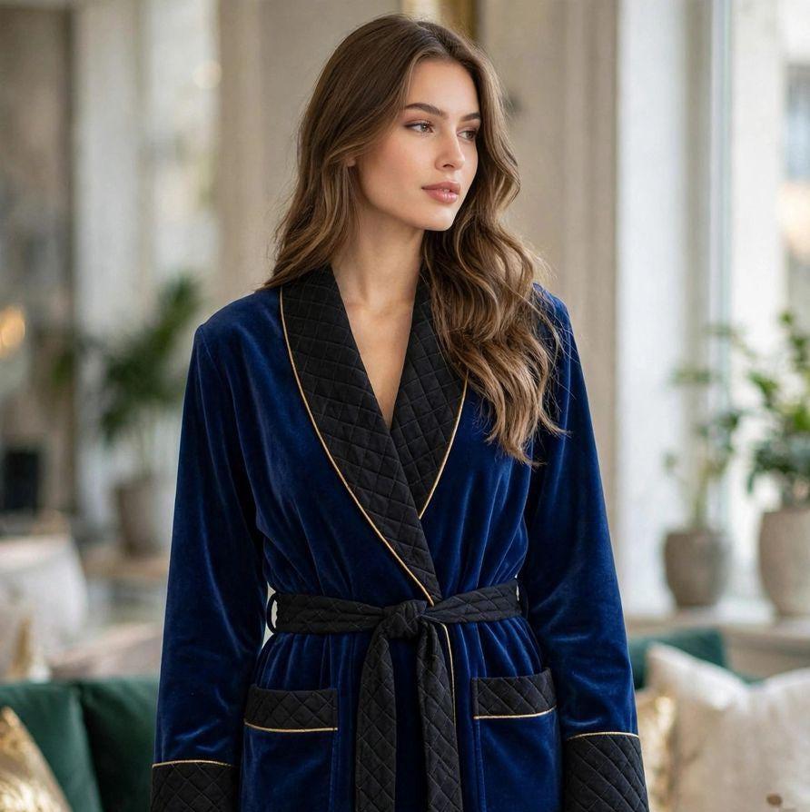 ladies button up dressing gown DIVISION::WOMENS