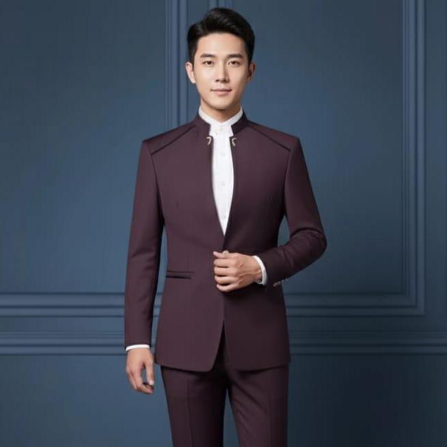 thumbnail image 2 of Men's Banded Collar (Mandarin/Nehru) 2-Piece Suit - Fortino Landi - With Pants 2 of 6