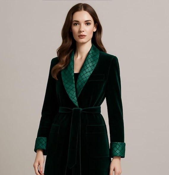 luxary bottle green dressing gown Defitshape Women's Velvet Nightgown Bathrobe Set Luxury 2 Piece Full Length Dressing Gown Lace Robe Pajamas Fancy Pj Set Dark Green X-Large, Size: XL