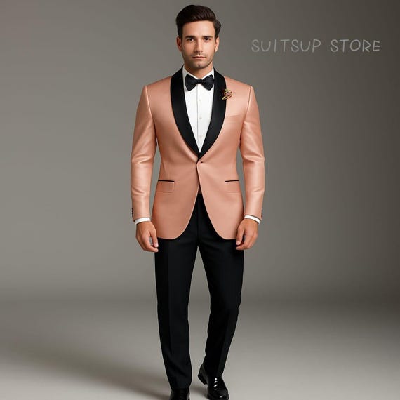suits that match rose gold dress Men's Tuxedo Jacket with Black Lapel wedding rose gold suit men