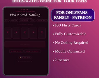 Onlyfans Pick a Card Game - 100 Flirty Questions - Interactive HTML Game for Subscribers - Customizable Fan Engagement Tool