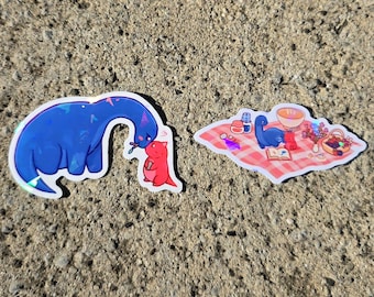 Vino and Dinolyn holographic stickers