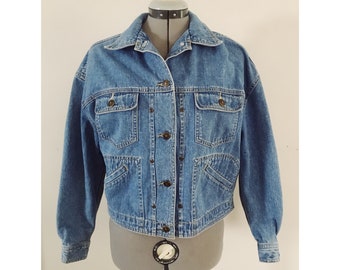 Liz Authentic 90s Cropped Denim Jacket Sz S Petite