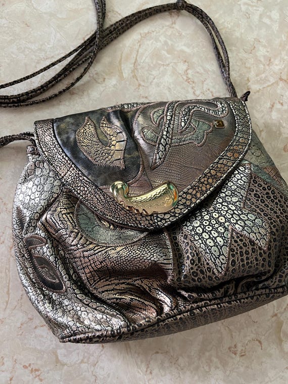 NAS Patchwork Faux Frog Leather Multicolor Metall… - image 5