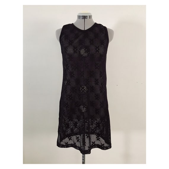 In Gear Floral Black Mesh Cover-up Dress Sz S - image 1